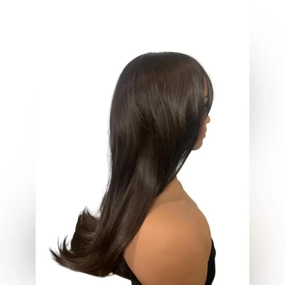 Layered Chocolate Brown Wig with Bangs 25” - Picture 7 of 11
